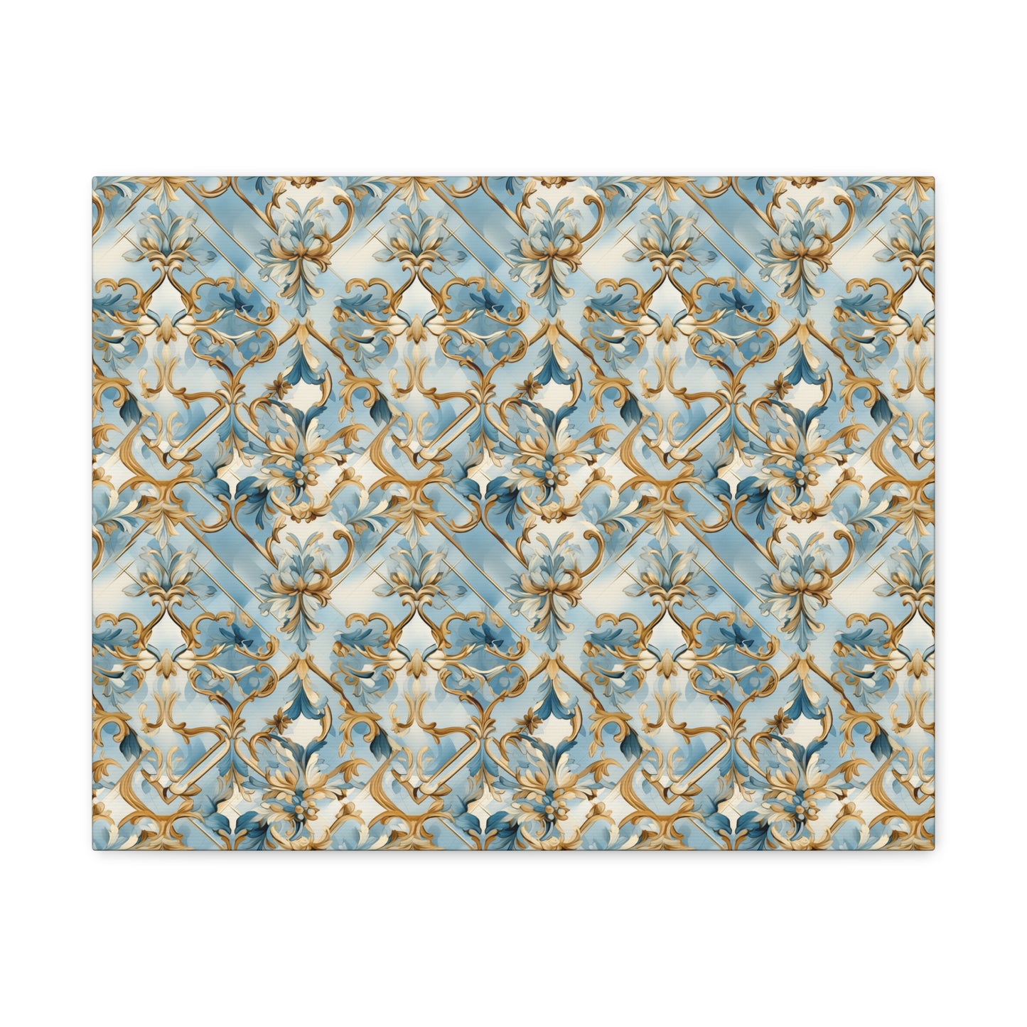 Blue and Gold Flourishes Canvas Gallery Wrap