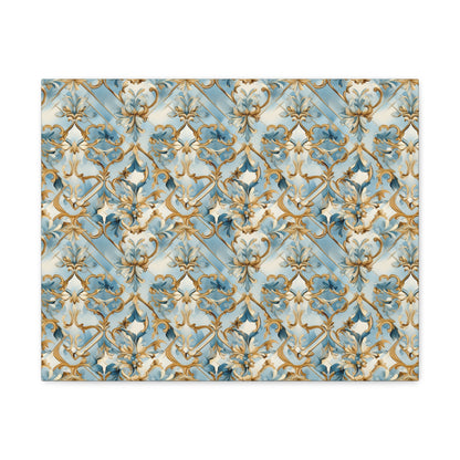 Blue and Gold Flourishes Canvas Gallery Wrap