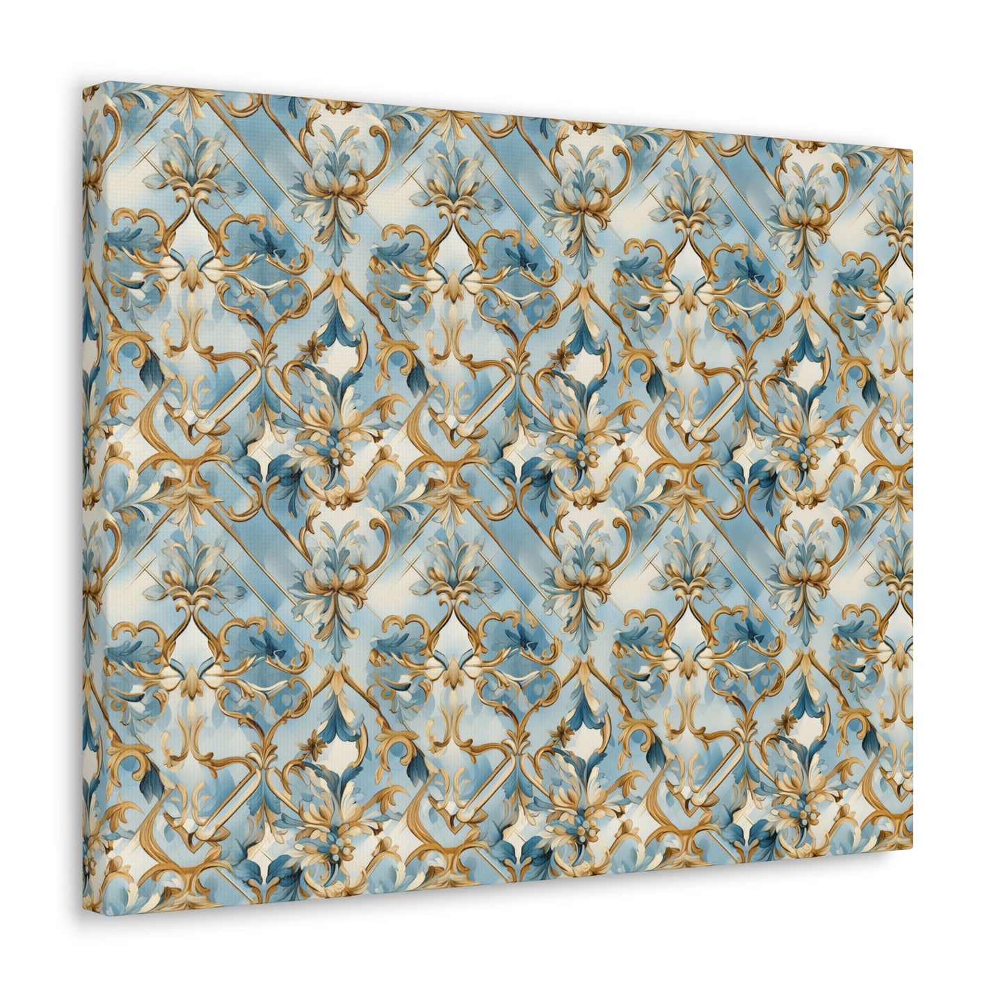 Blue and Gold Flourishes Canvas Gallery Wrap