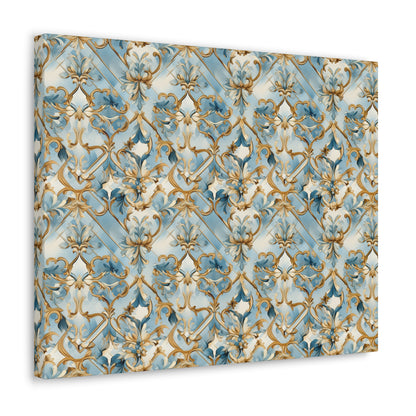 Blue and Gold Flourishes Canvas Gallery Wrap