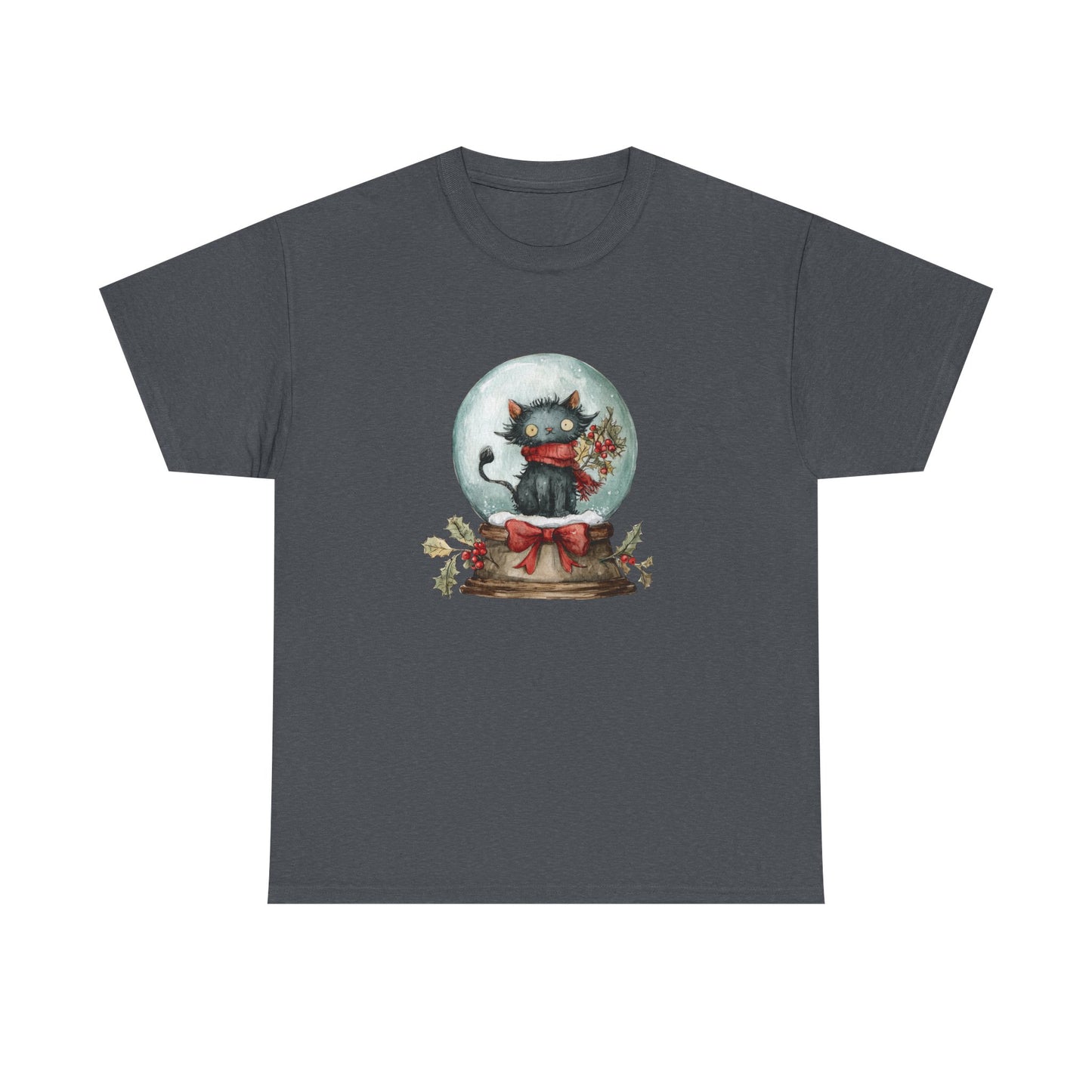 Snowglobe Cat Unisex Heavy Cotton Tee