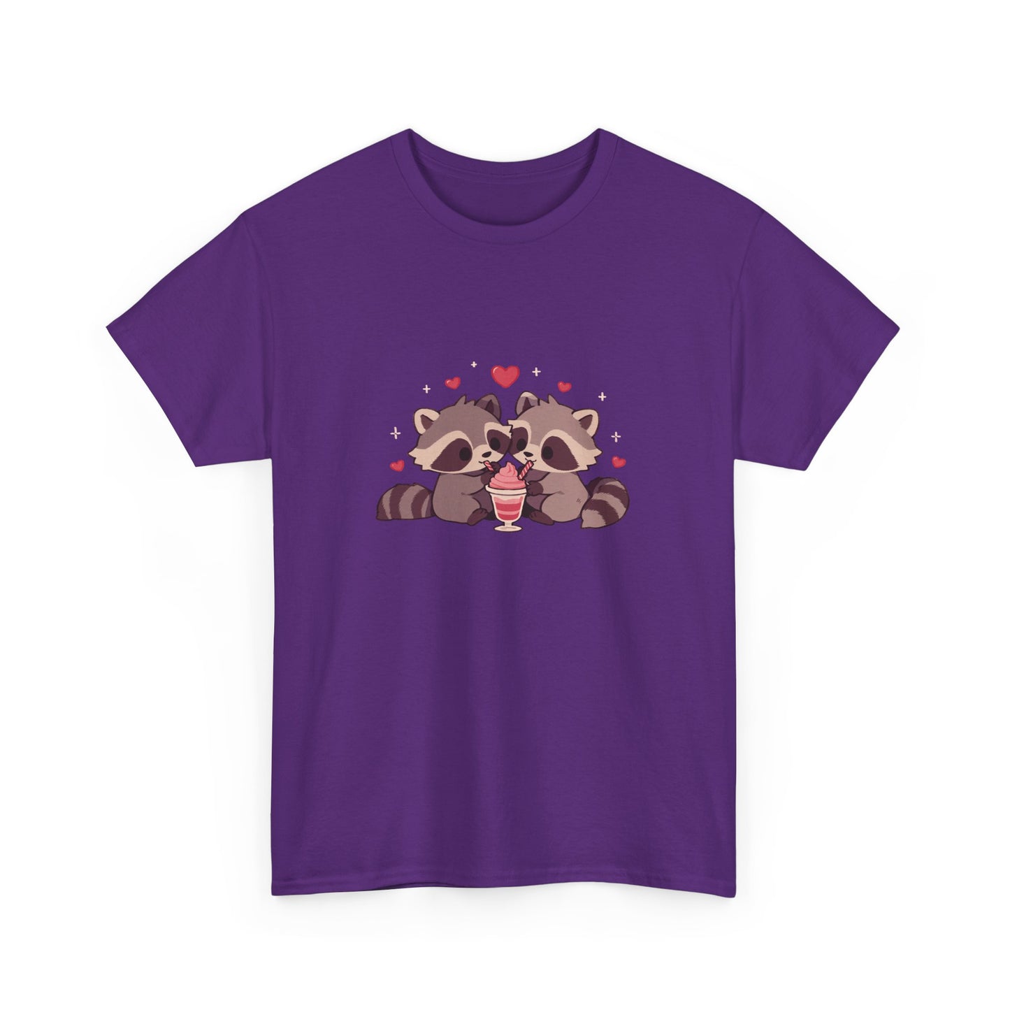 Raccoons Sharing Milkshake Unisex Heavy Cotton Tee