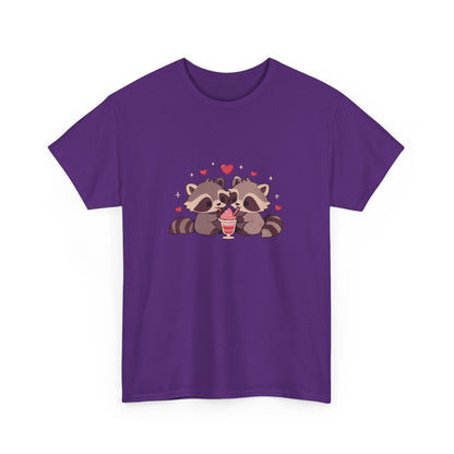 Raccoons Sharing Milkshake Unisex Heavy Cotton Tee