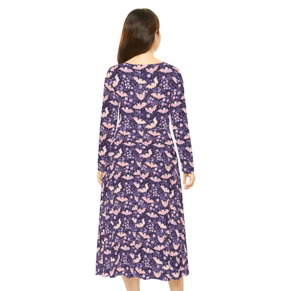 Pastel Bats Women's Long Sleeve Dance Dress (AOP)