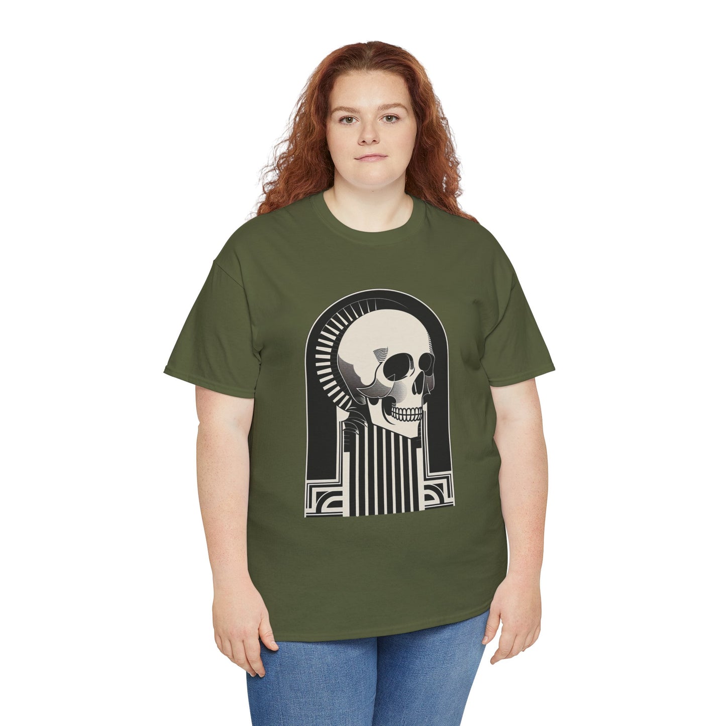 Art Deco Skull Unisex Heavy Cotton Tee