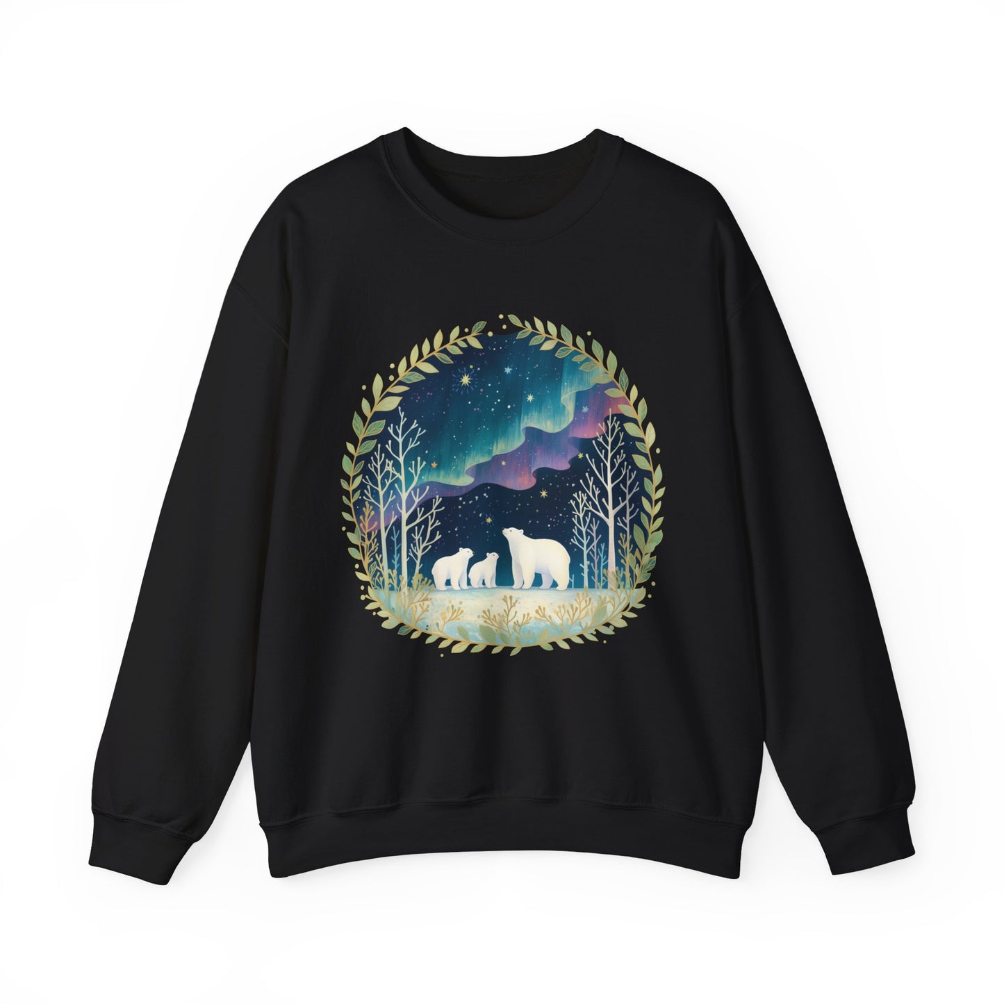 Aurora Polar Bears Unisex Heavy Blend™ Crewneck Sweatshirt