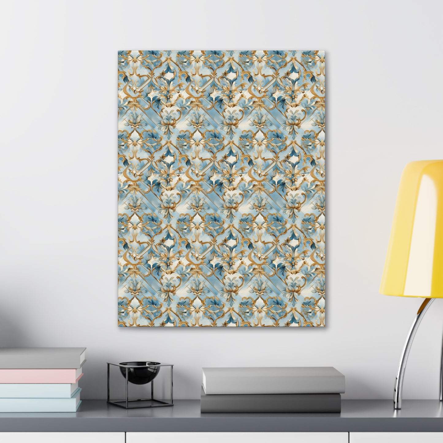 Blue and Gold Flourishes Canvas Gallery Wrap