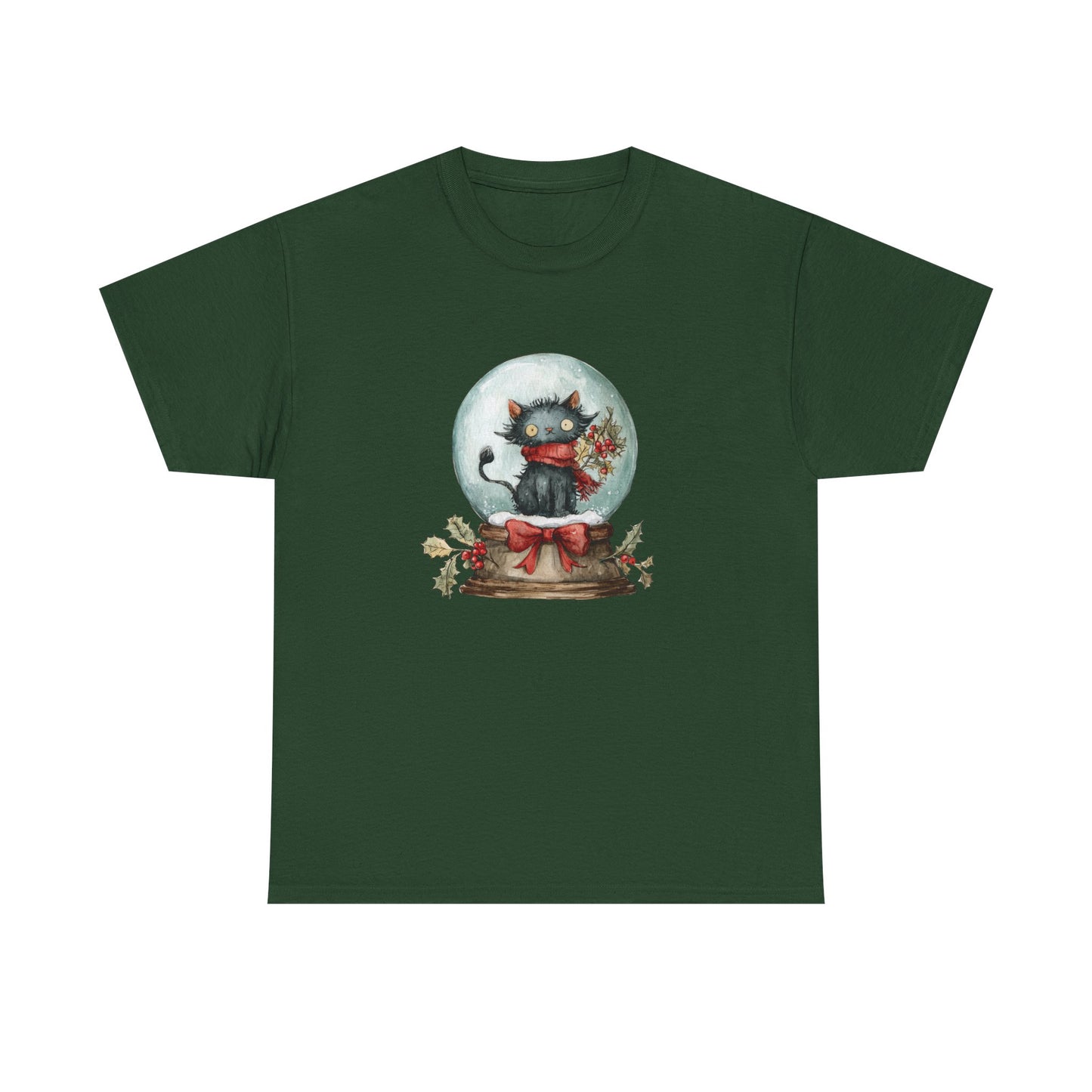 Snowglobe Cat Unisex Heavy Cotton Tee