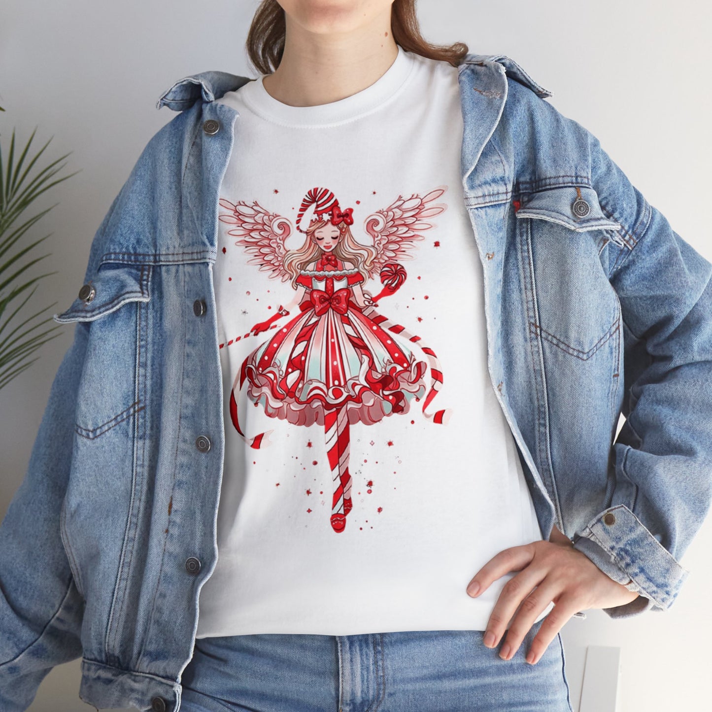Candy Cane Angel Unisex Heavy Cotton Tee