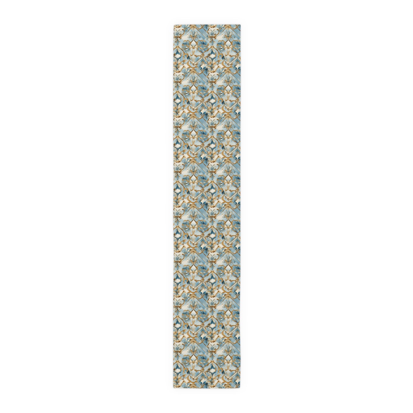 Blue and Gold Flourishes Table Runner (Cotton, Poly)