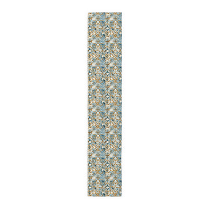 Blue and Gold Flourishes Table Runner (Cotton, Poly)
