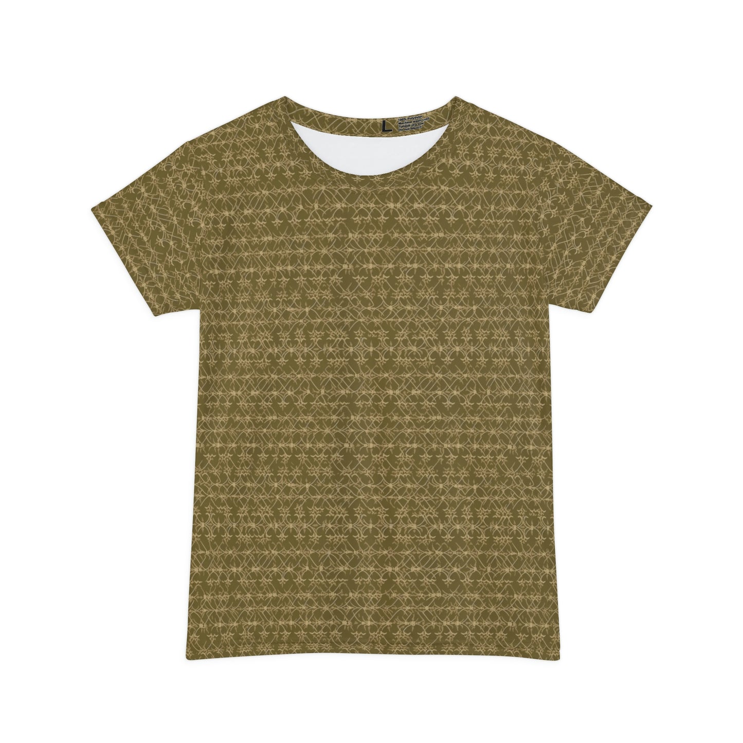 Olive Filigree Women's Short Sleeve Shirt (AOP)