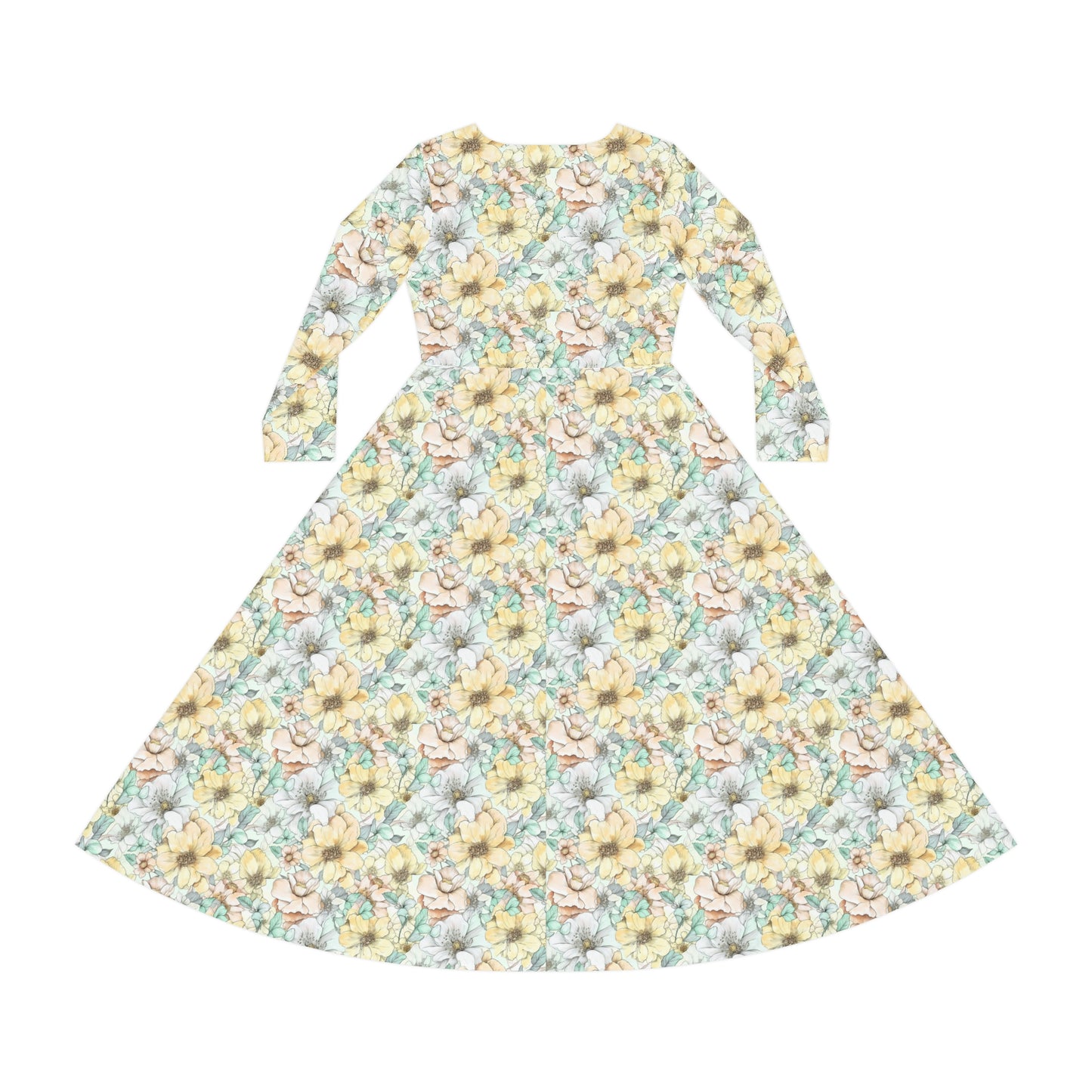 Spring Flowers Women's Long Sleeve Dance Dress (AOP)