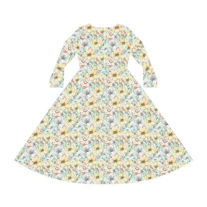 Spring Flowers Women's Long Sleeve Dance Dress (AOP)