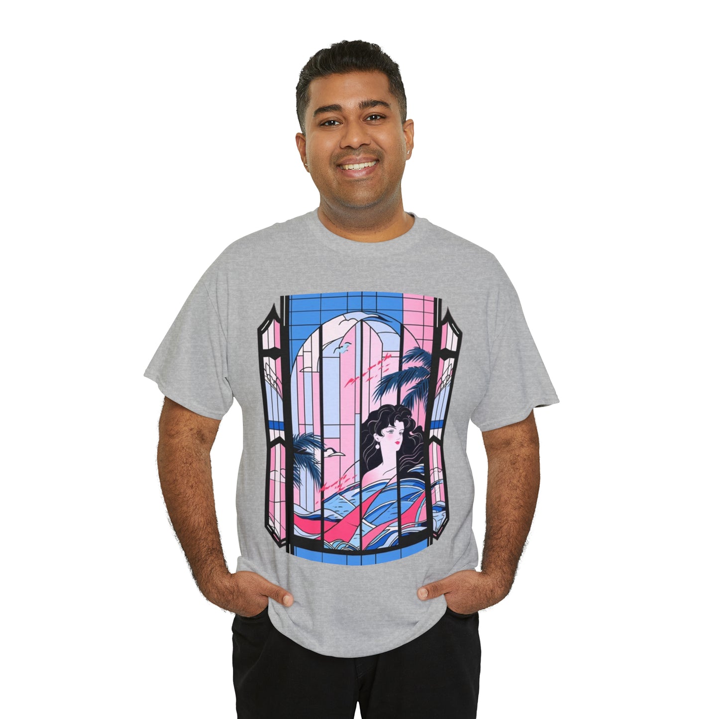 Vaporwave Window Unisex Heavy Cotton Tee