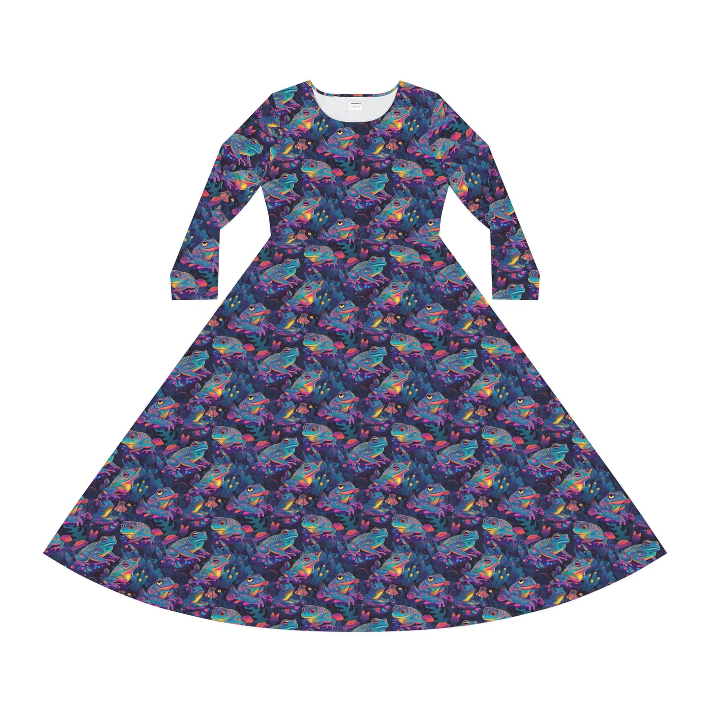 Funky Frogs Women's Long Sleeve Dance Dress (AOP)