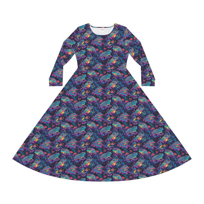 Funky Frogs Women's Long Sleeve Dance Dress (AOP)