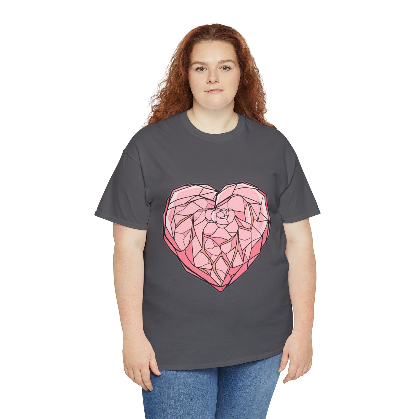 Rose Quartz Heart Unisex Heavy Cotton Tee