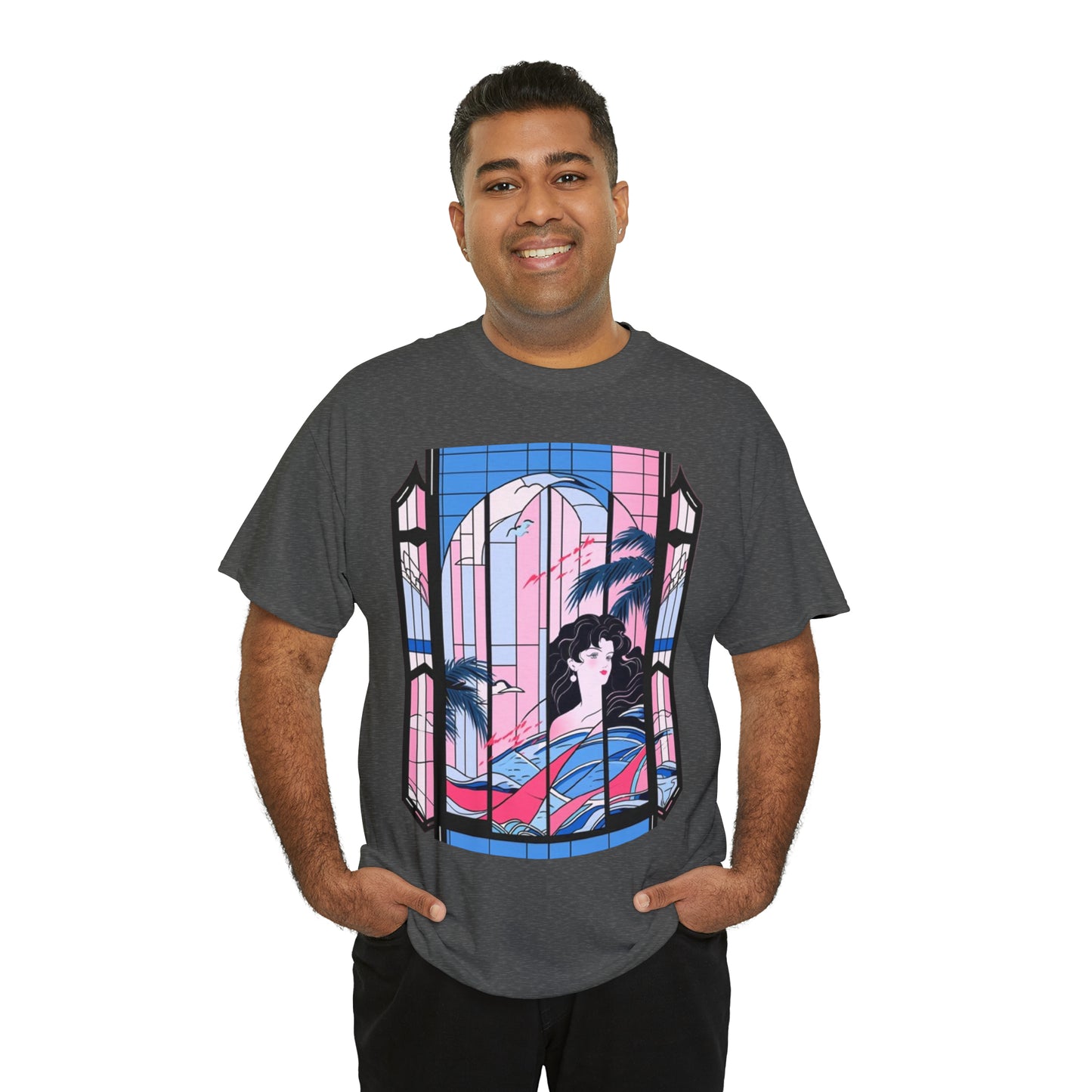 Vaporwave Window Unisex Heavy Cotton Tee