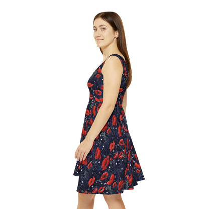 Night Poppies Women's Skater Dress (AOP)
