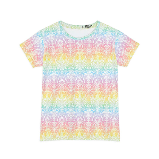 Rainbow Damask (v1) Women's Short Sleeve Shirt (AOP)