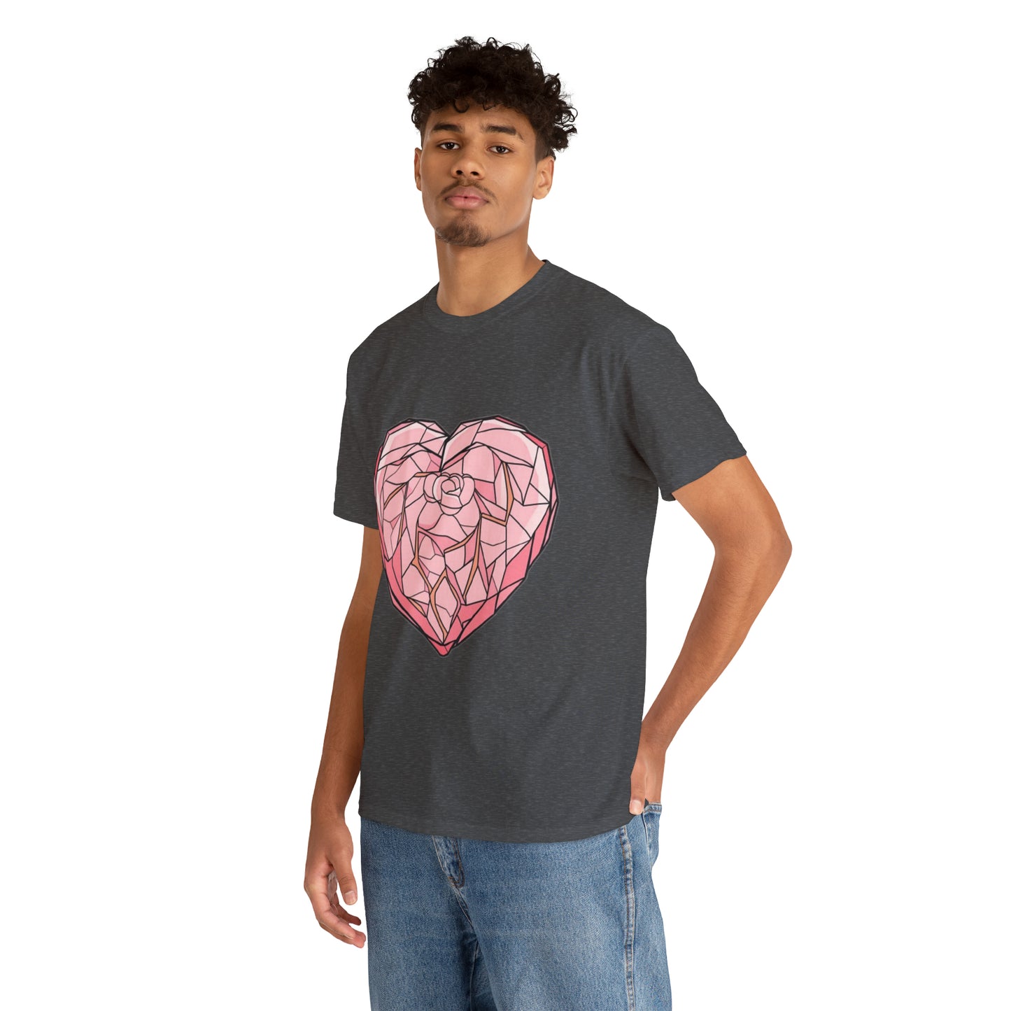 Rose Quartz Heart Unisex Heavy Cotton Tee