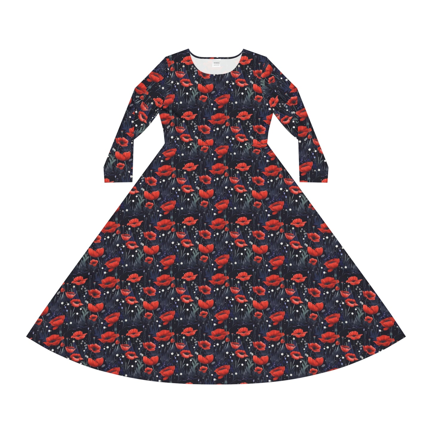 Night Poppies Women's Long Sleeve Dance Dress (AOP)