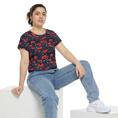 Night Poppies Women's Short Sleeve Shirt (AOP)