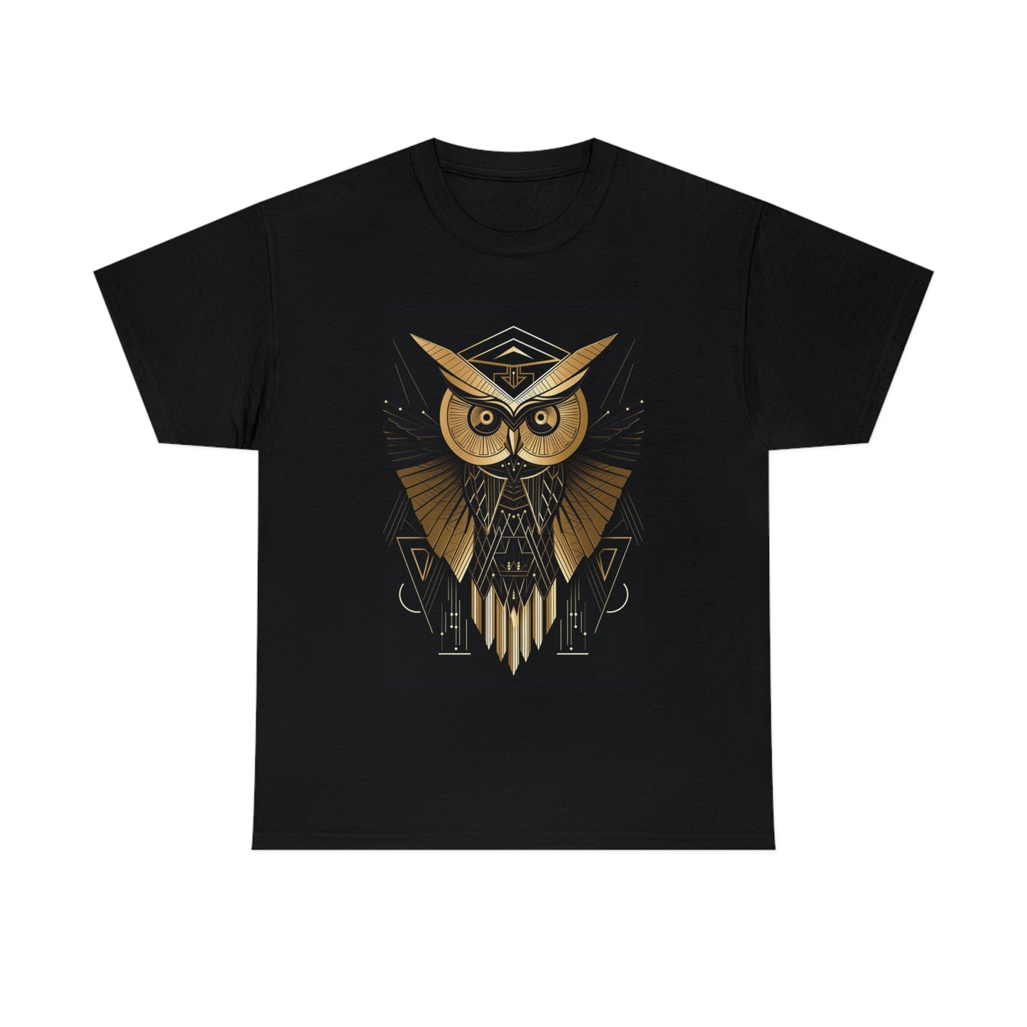 Art Deco Owl Unisex Heavy Cotton Tee