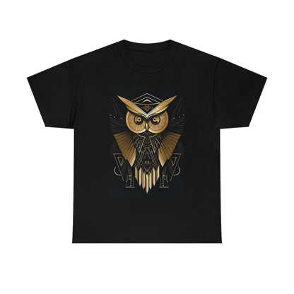Art Deco Owl Unisex Heavy Cotton Tee