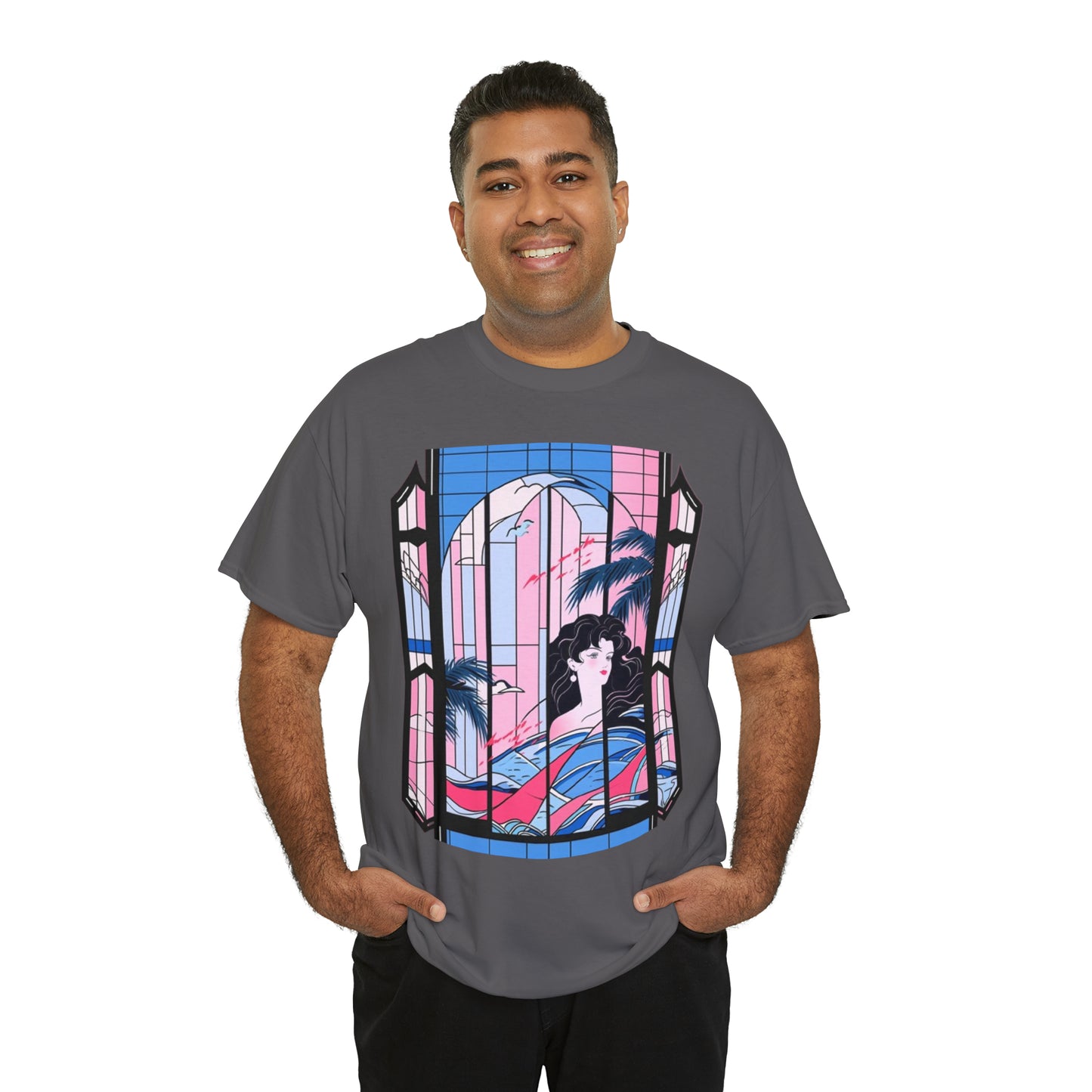Vaporwave Window Unisex Heavy Cotton Tee