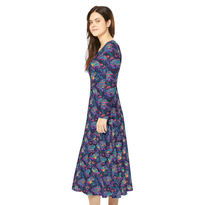 Funky Frogs Women's Long Sleeve Dance Dress (AOP)