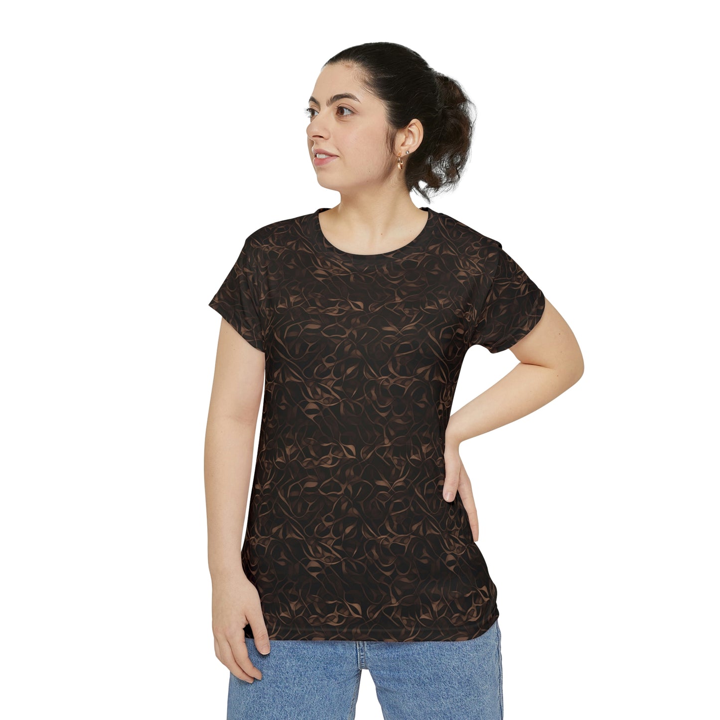 Coffee Swirl Women's Short Sleeve Shirt (AOP)
