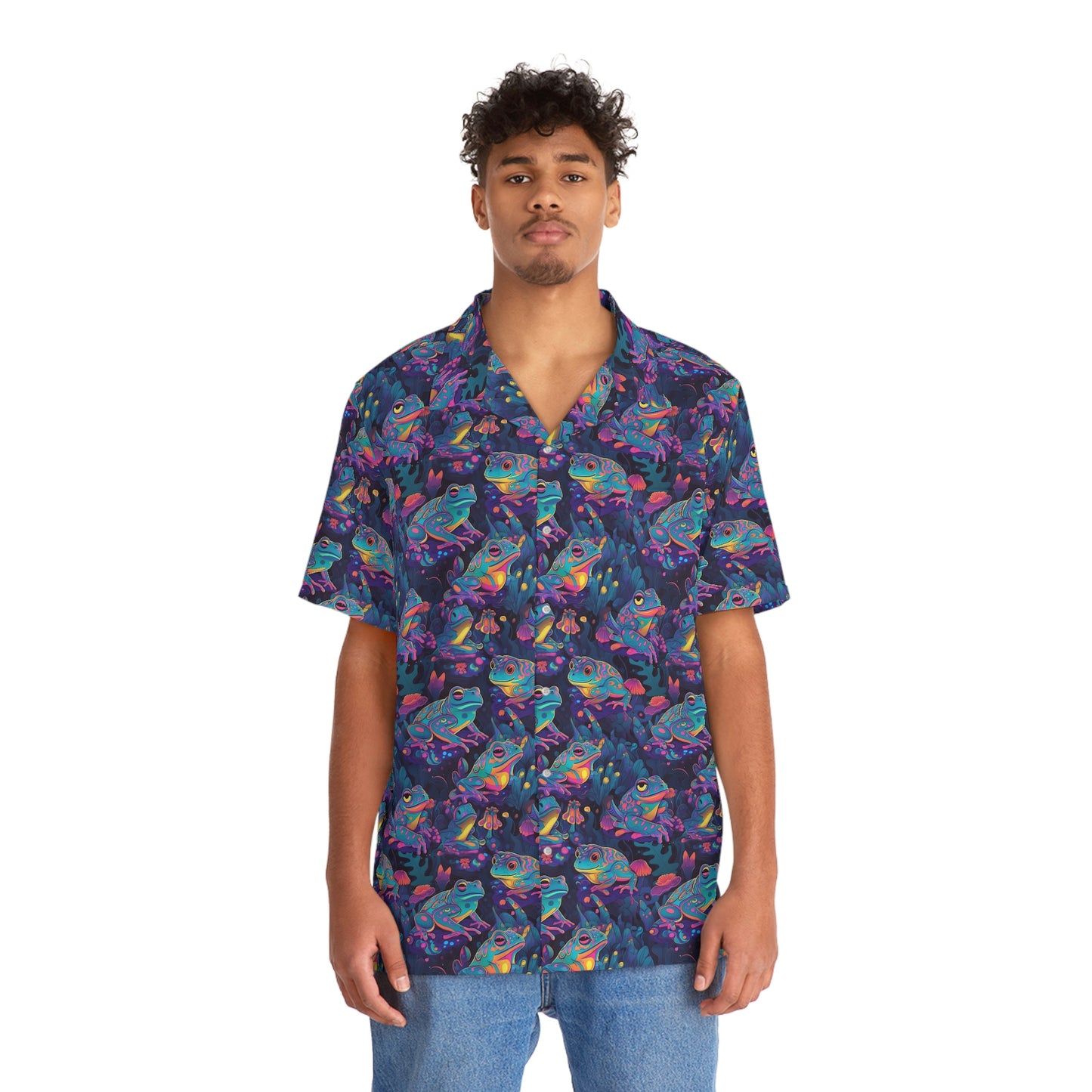 Funky Frogs Men's Hawaiian Shirt (AOP)