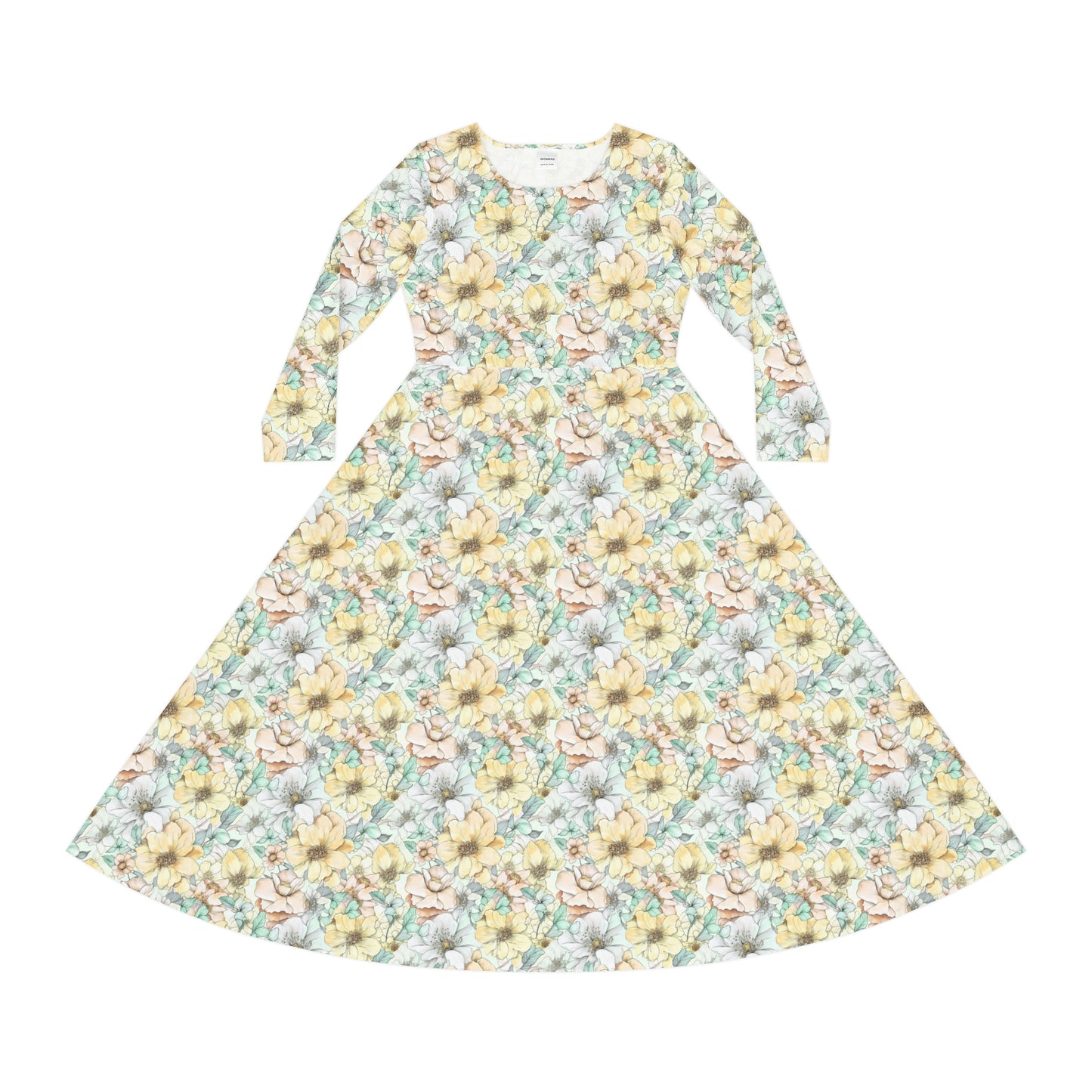 Spring Flowers Women's Long Sleeve Dance Dress (AOP)