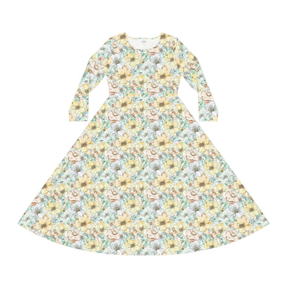 Spring Flowers Women's Long Sleeve Dance Dress (AOP)