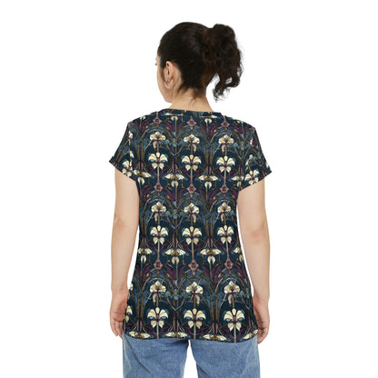 Art Deco Orchids Women's Short Sleeve Shirt (AOP)