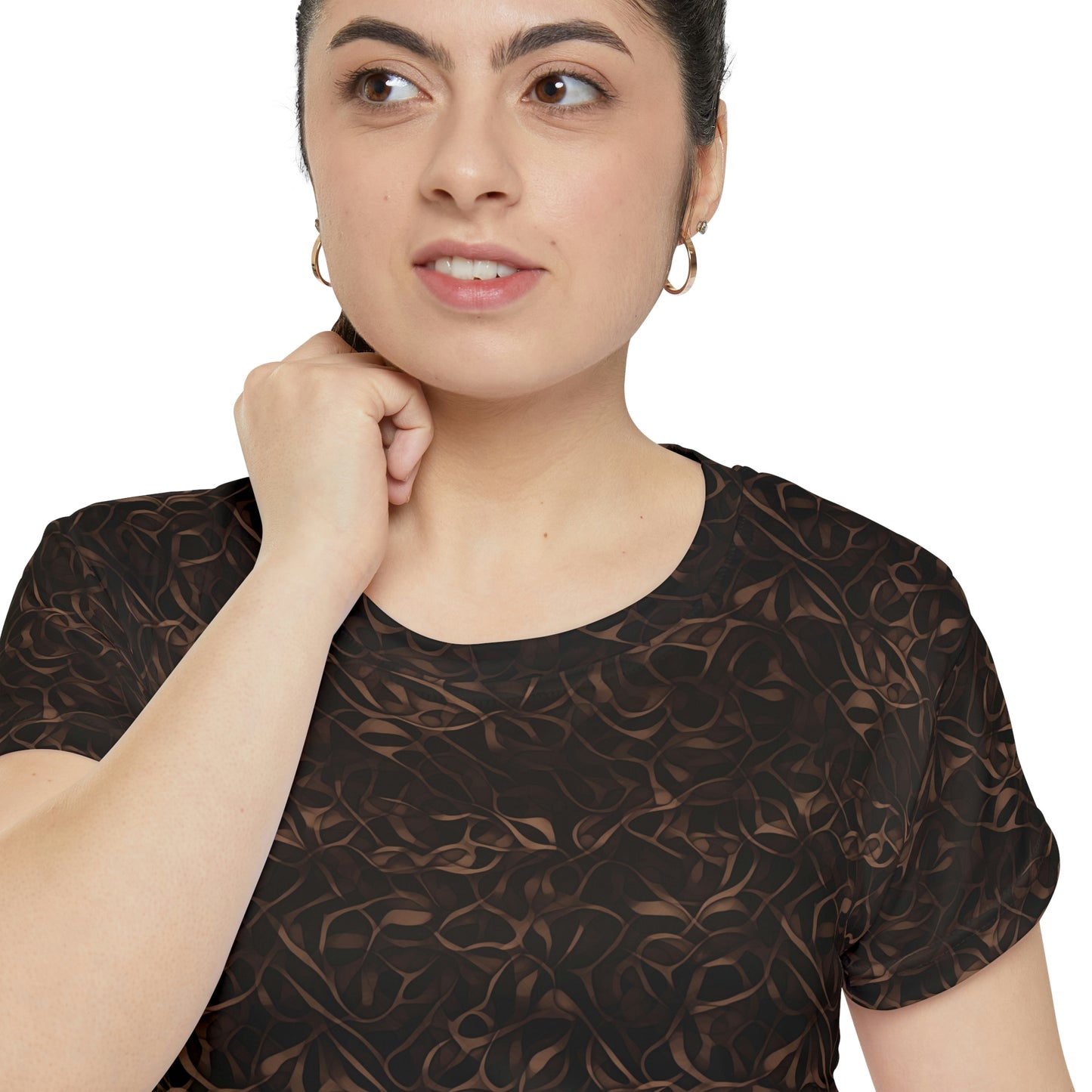 Coffee Swirl Women's Short Sleeve Shirt (AOP)