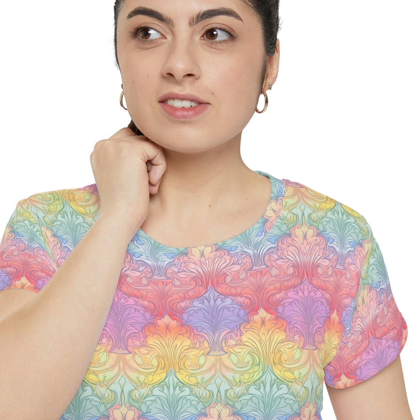 Rainbow Damask (v2) Women's Short Sleeve Shirt (AOP)