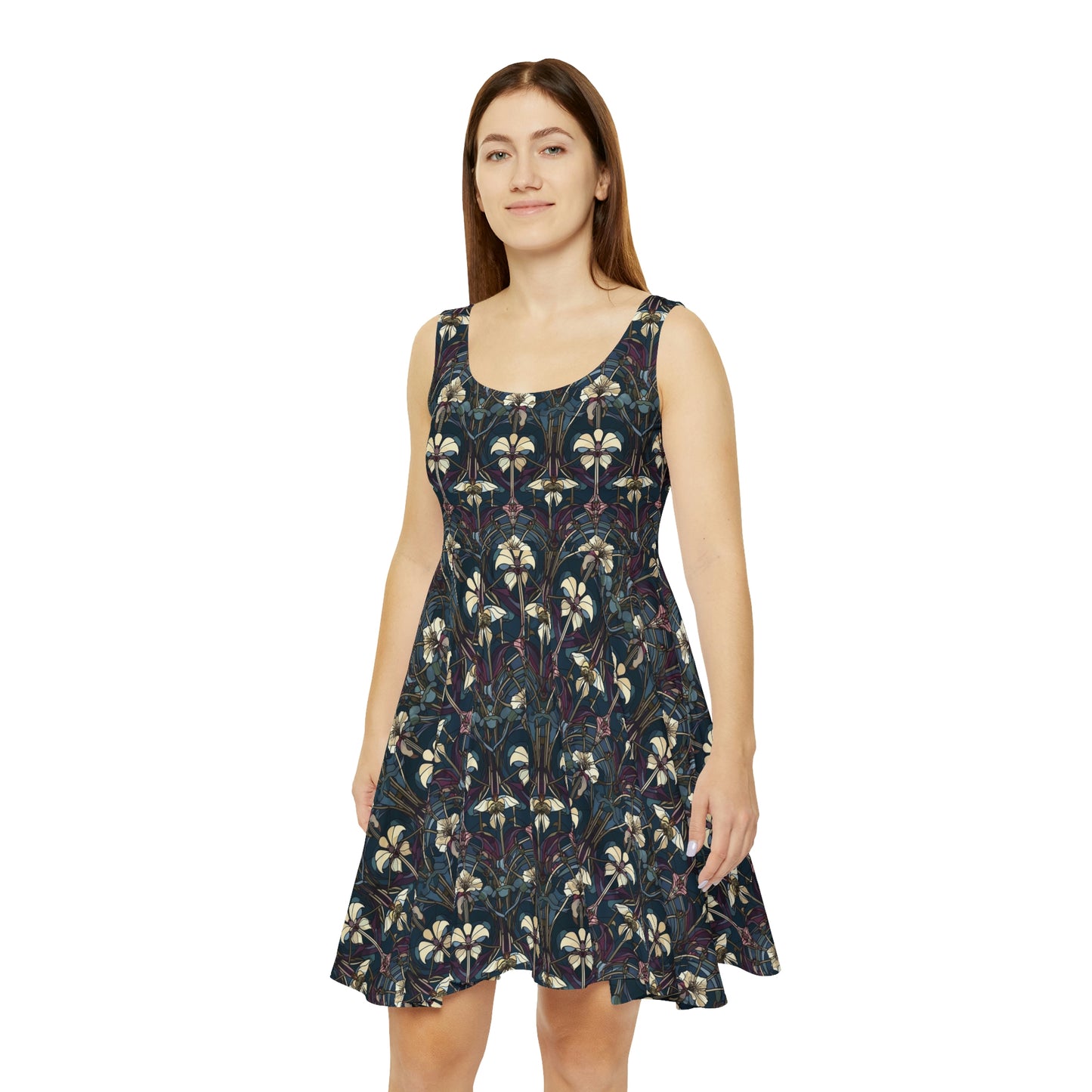 Art Deco Orchids Women's Skater Dress (AOP)