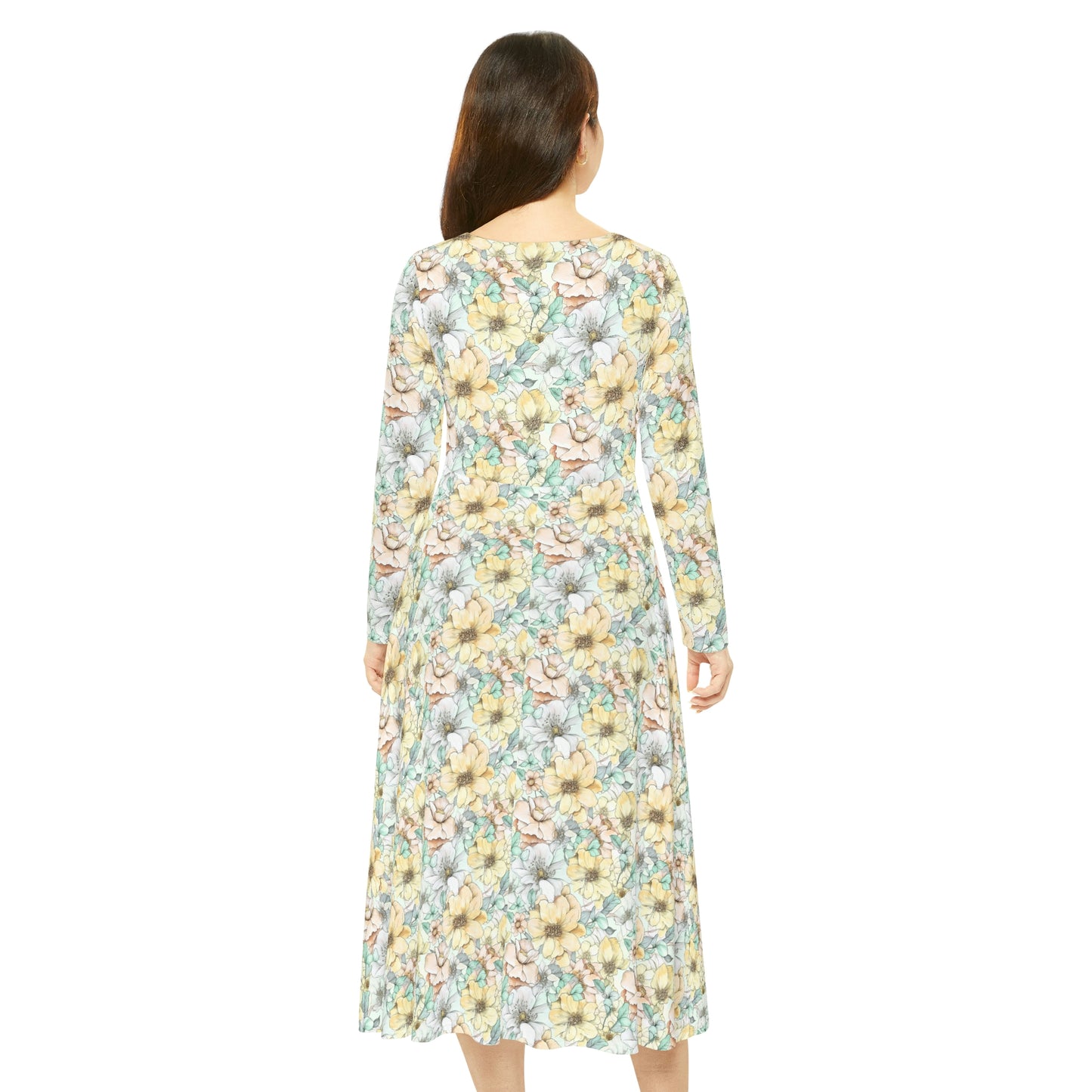 Spring Flowers Women's Long Sleeve Dance Dress (AOP)