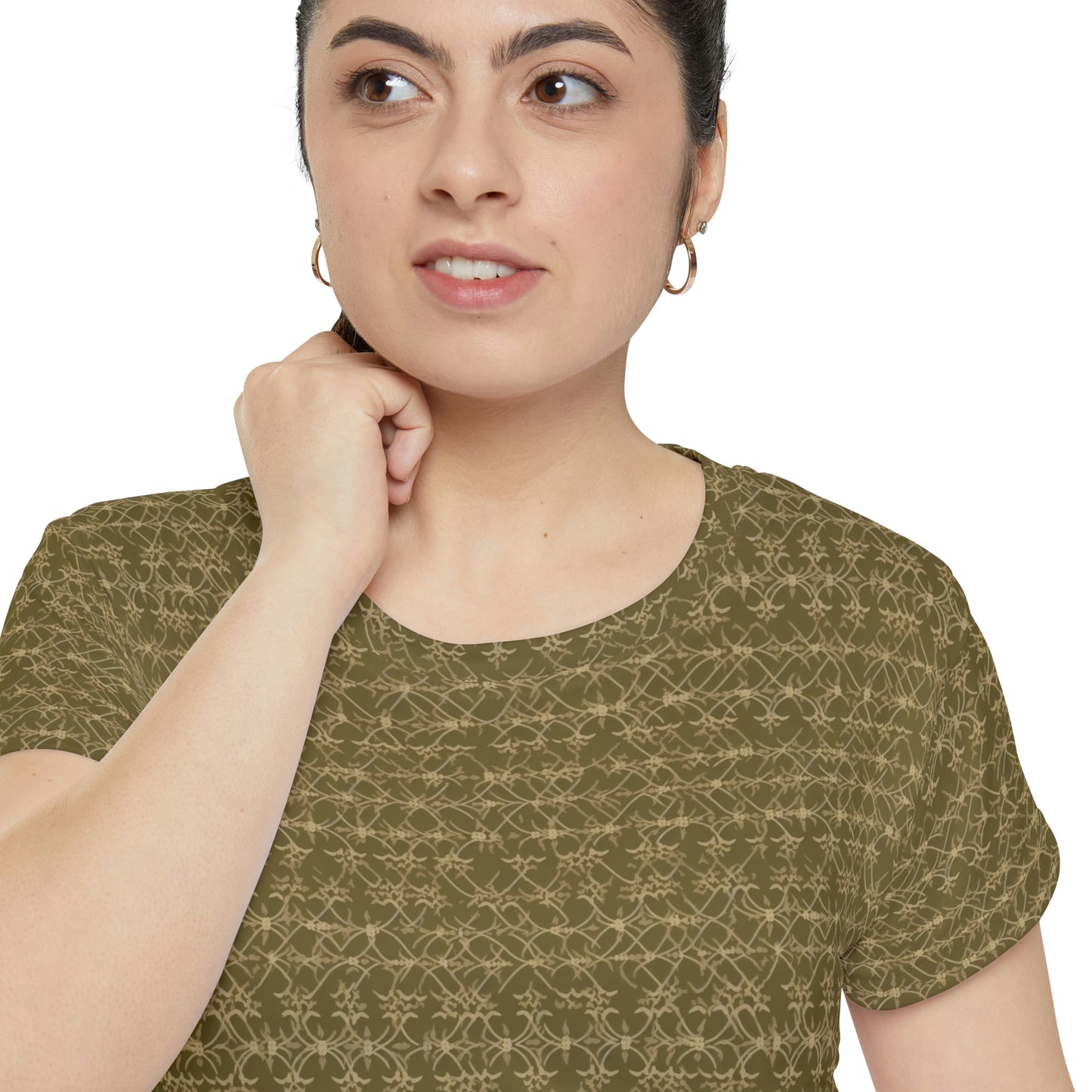 Olive Filigree Women's Short Sleeve Shirt (AOP)