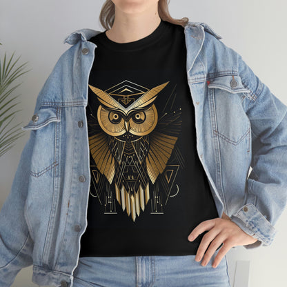 Art Deco Owl Unisex Heavy Cotton Tee
