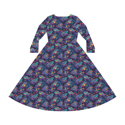 Funky Frogs Women's Long Sleeve Dance Dress (AOP)