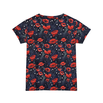 Night Poppies Women's Short Sleeve Shirt (AOP)