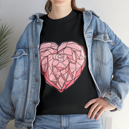 Rose Quartz Heart Unisex Heavy Cotton Tee