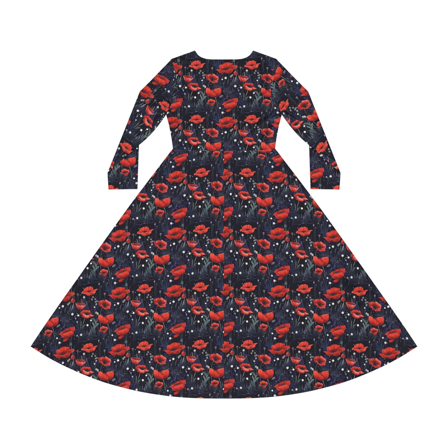 Night Poppies Women's Long Sleeve Dance Dress (AOP)