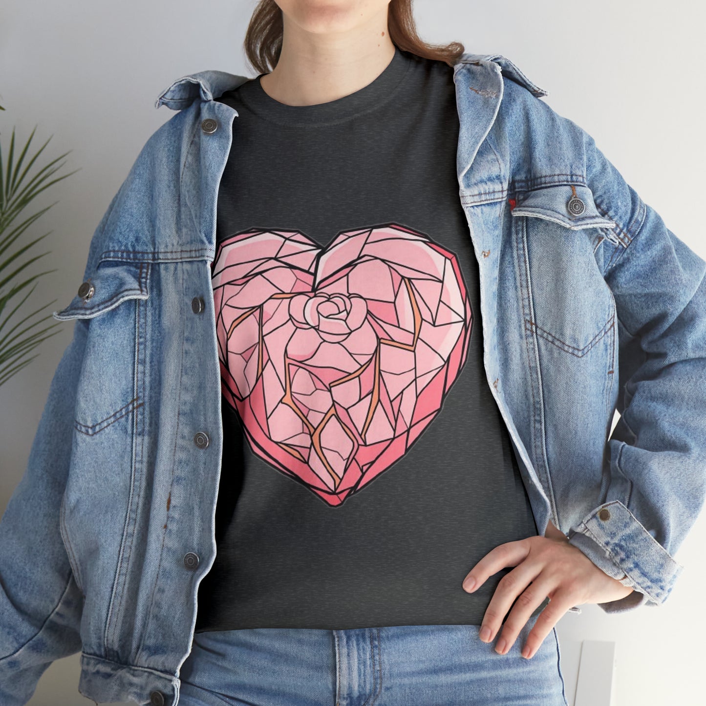Rose Quartz Heart Unisex Heavy Cotton Tee
