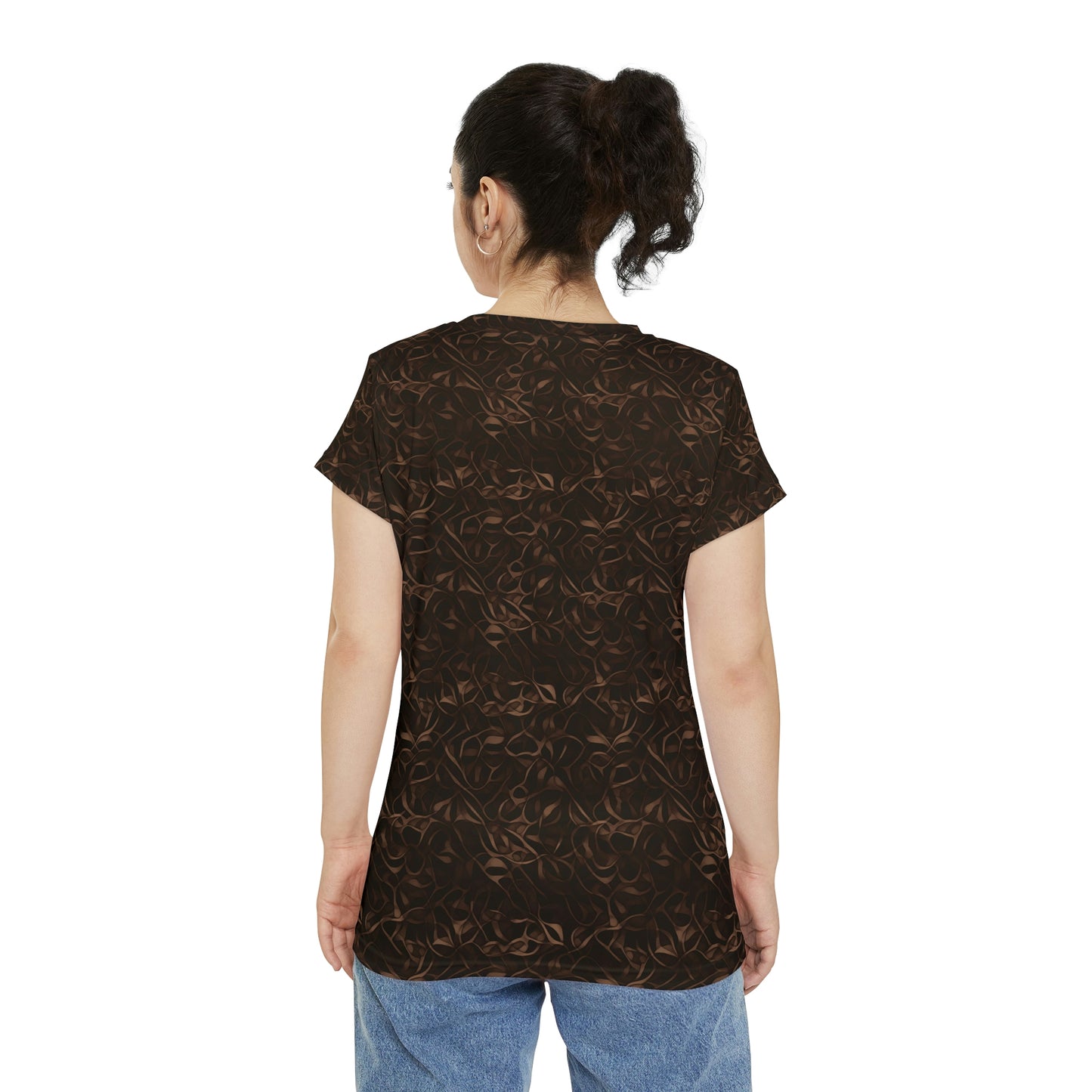 Coffee Swirl Women's Short Sleeve Shirt (AOP)