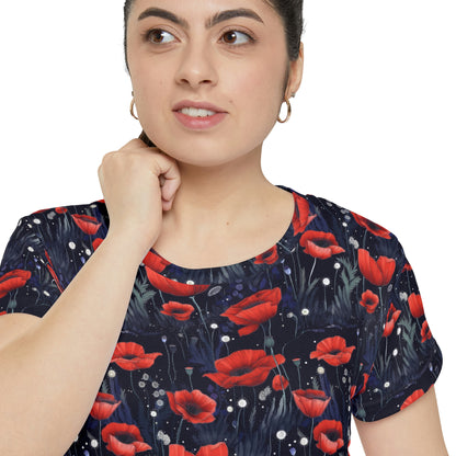 Night Poppies Women's Short Sleeve Shirt (AOP)